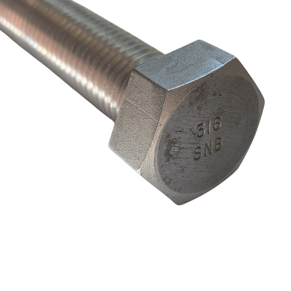 316 Stainless Steel Fully Threaded Hex Bolts - 7/8"-9 x 7" - 1 Piece SURPLUS
