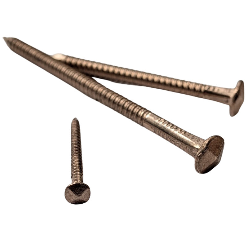 Bronze Threaded Ring Shank Rose Head Nails
