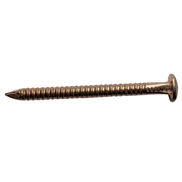 Ring Shank Bronze Nail, Side Profile, Decorative Head