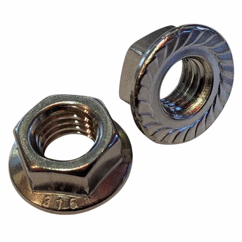 Stainless Steel Hex Flange Nut - Integrated Washer